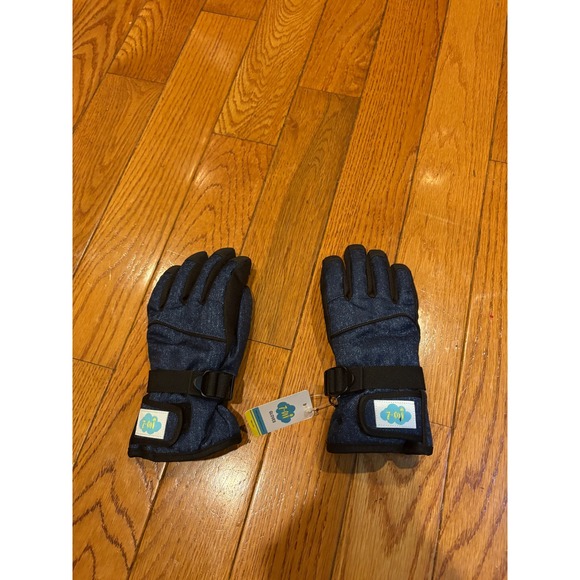 Kids Winter Gloves 7-Mi Thinsulate Blue Denim Waterproof Ski Snowboard - Picture 1 of 8